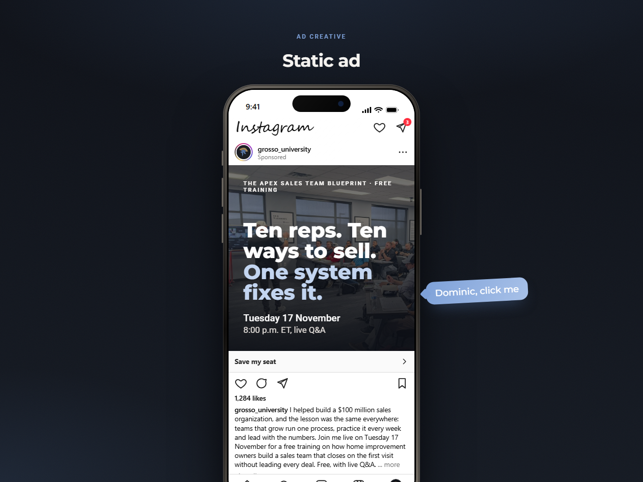 Static ad preview